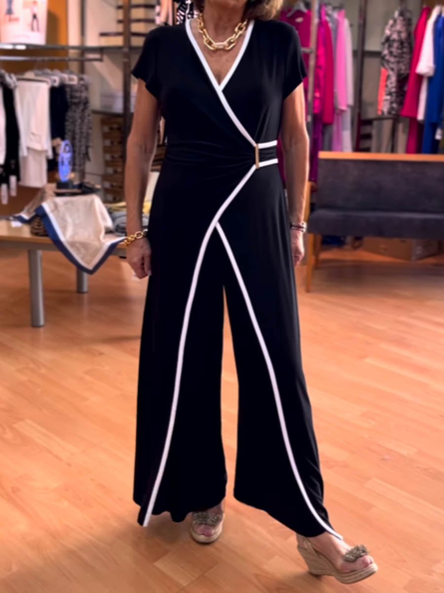 Elegant V Neck Wrap Jumpsuit