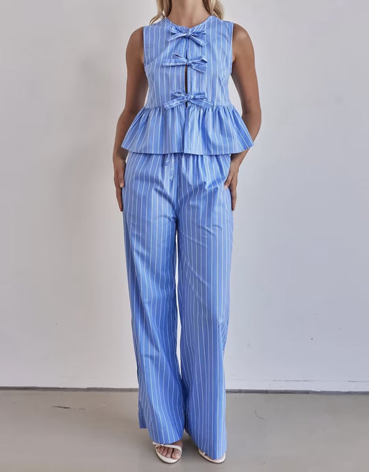 2025 New Blue Bow Suit