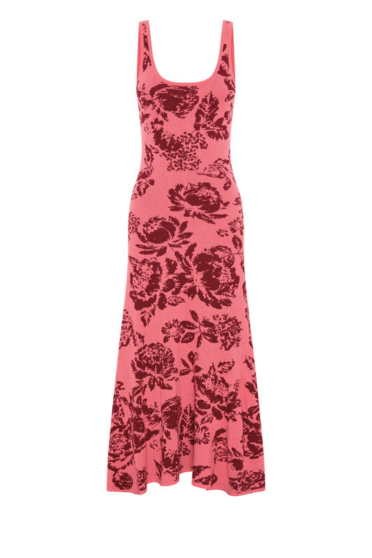 Scoop Neck Midi Dress in Rose