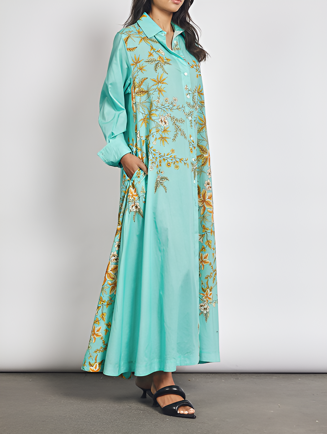 Opera Shirt Dress in Aqua