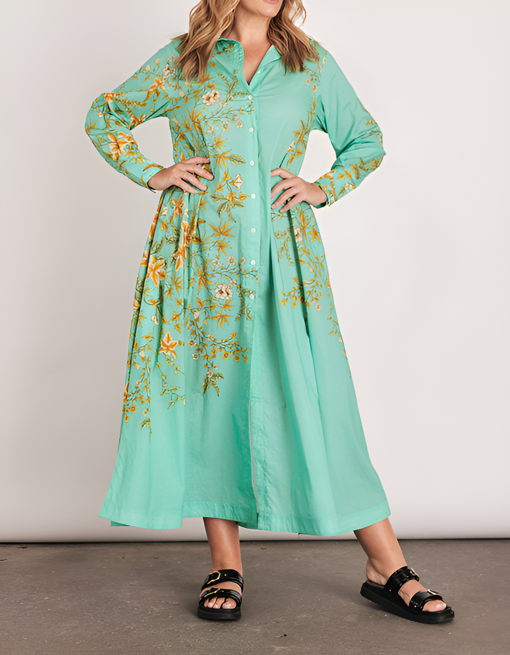 Opera Shirt Dress in Aqua