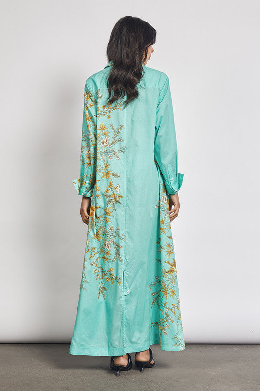 Opera Shirt Dress in Aqua