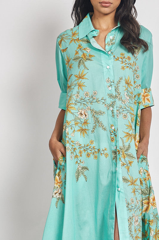 Opera Shirt Dress in Aqua