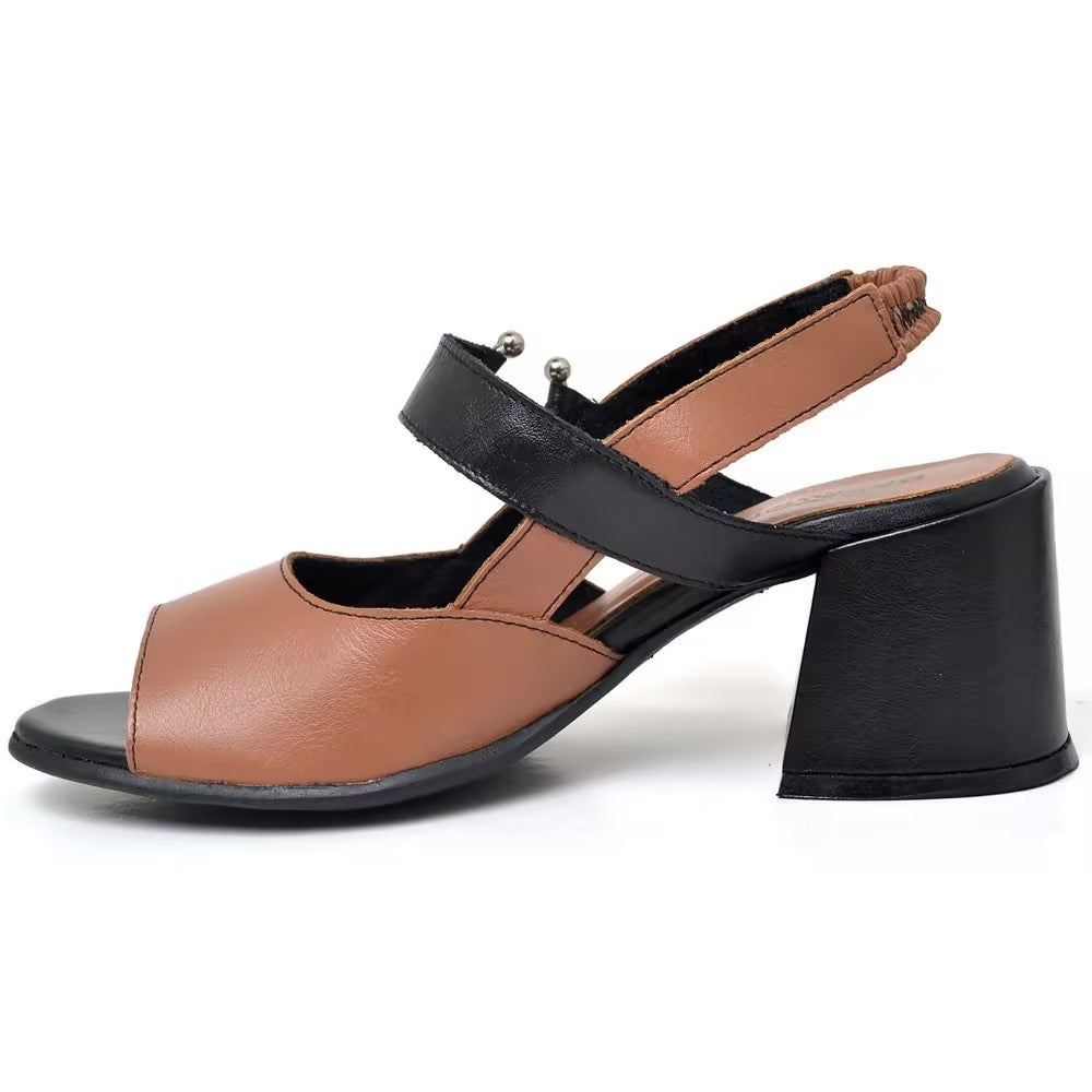 Black and brown leather sandals