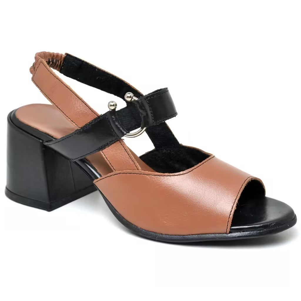 Black and brown leather sandals