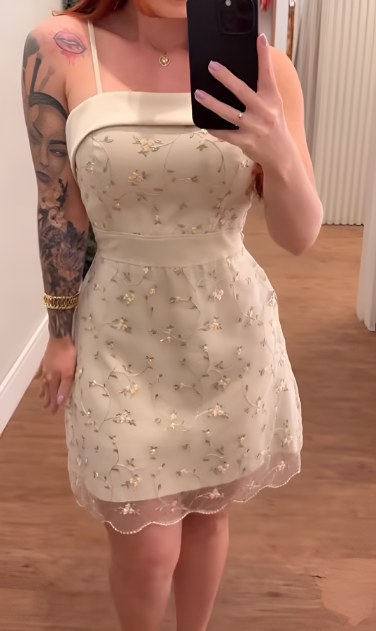 3D flower suspender dress