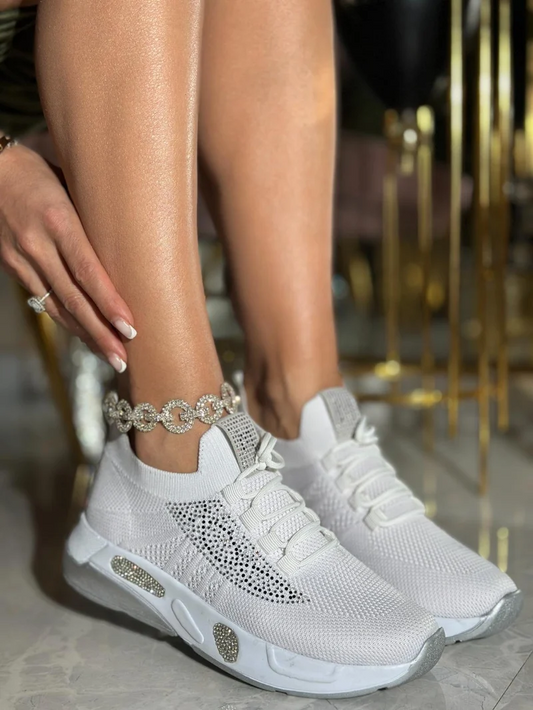 White Comfort Glitter Sneakers