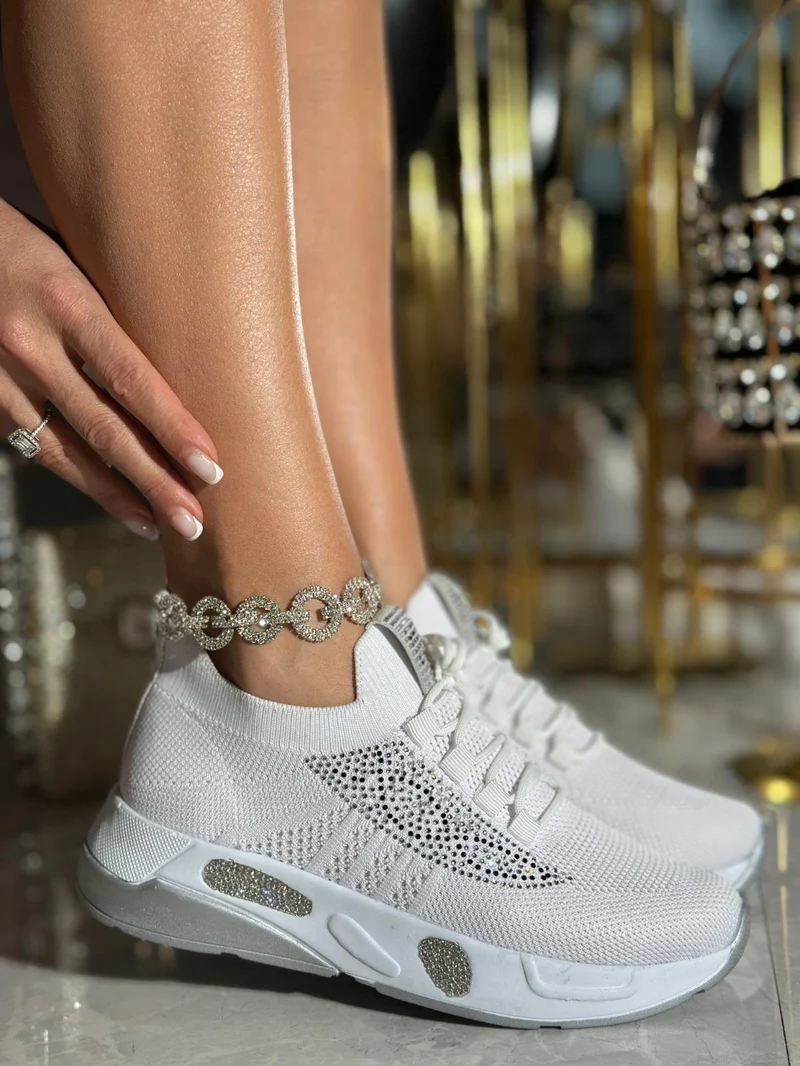 White Comfort Glitter Sneakers