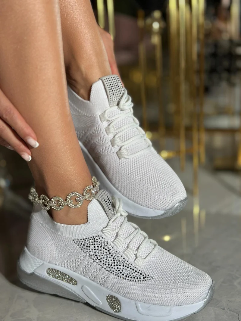 White Comfort Glitter Sneakers