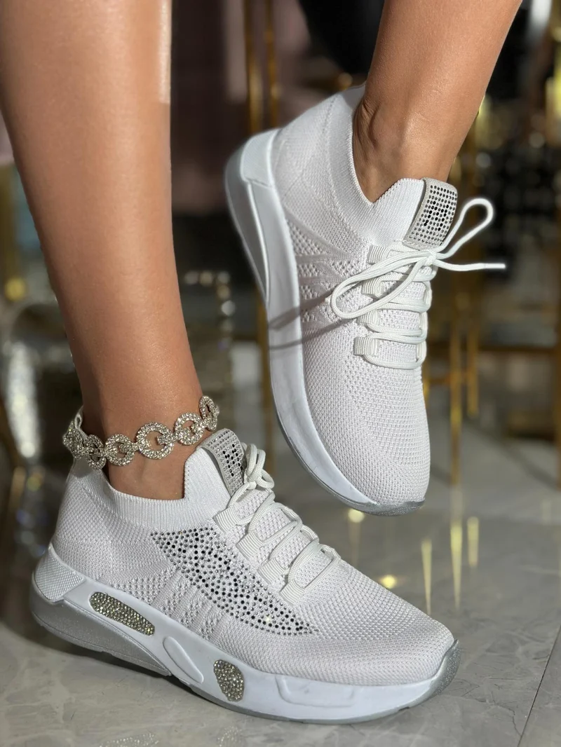 White Comfort Glitter Sneakers