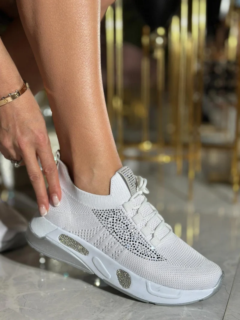 White Comfort Glitter Sneakers