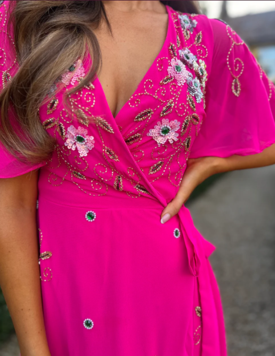 Embellished Dress Fuschia