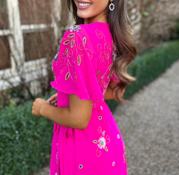 Embellished Dress Fuschia