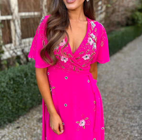 Embellished Dress Fuschia