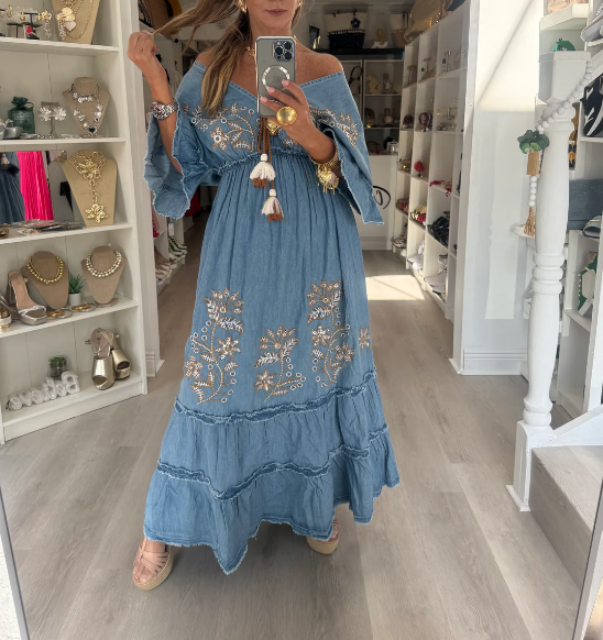 Denim Vintage Maxi Dress