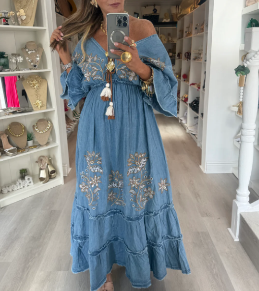 Denim Vintage Maxi Dress