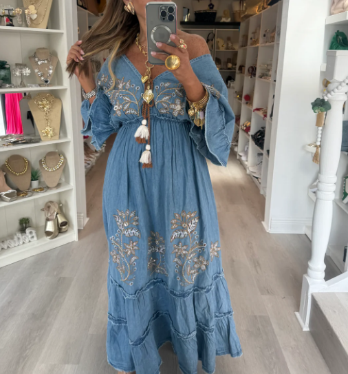 Denim Vintage Maxi Dress