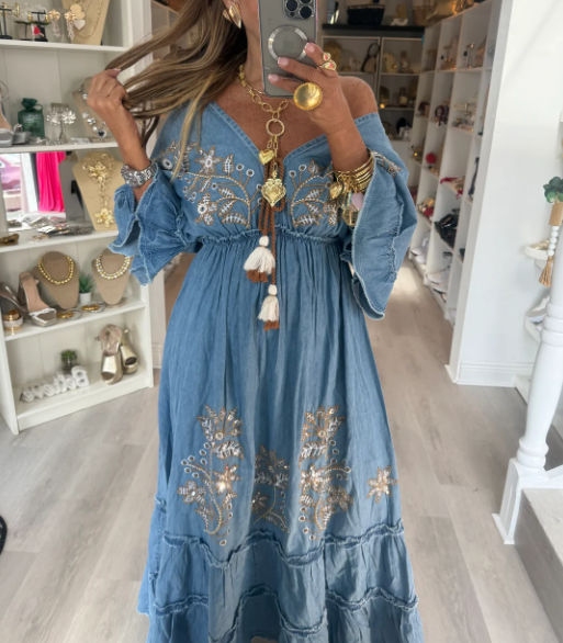 Denim Vintage Maxi Dress