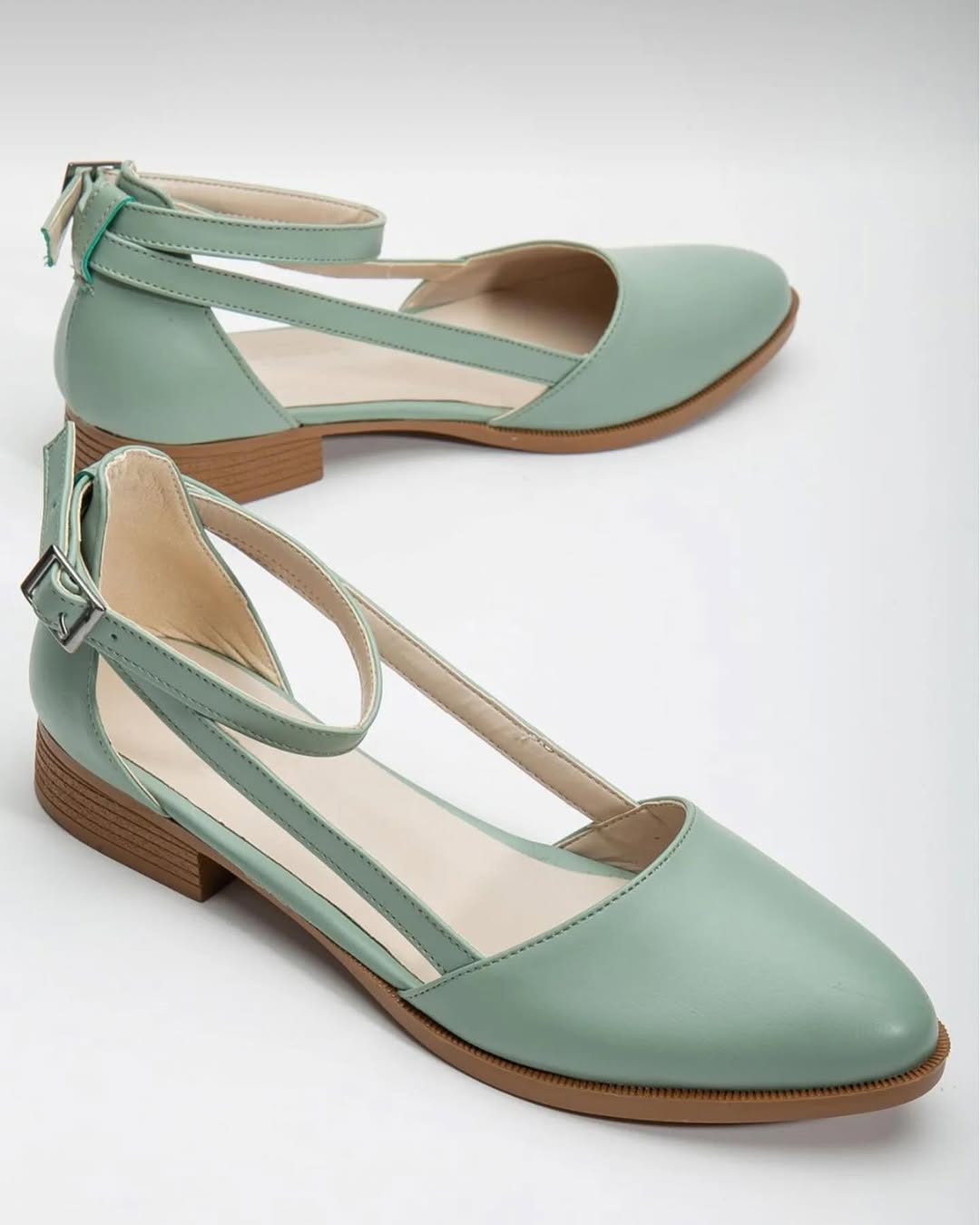 Mint Green Pointed Toe Square Heel Sandals