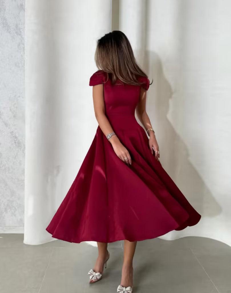 Elegant Red V-neck Dress