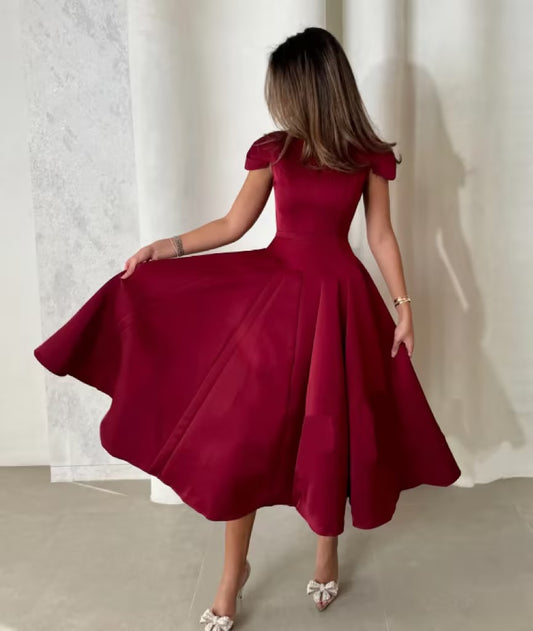 Elegant Red V-neck Dress