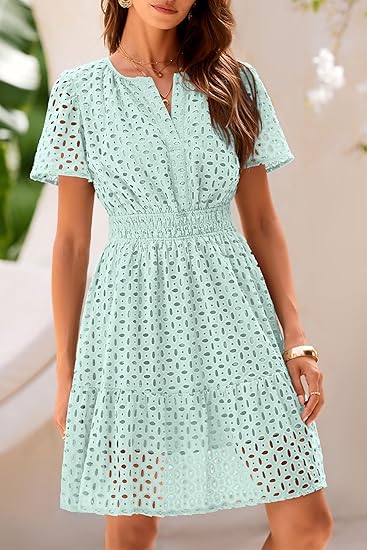 2025 Summer Lace Ruffle Cute Casual Dresses