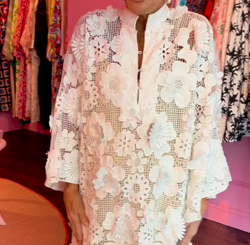White 3D Flower Lace Dress