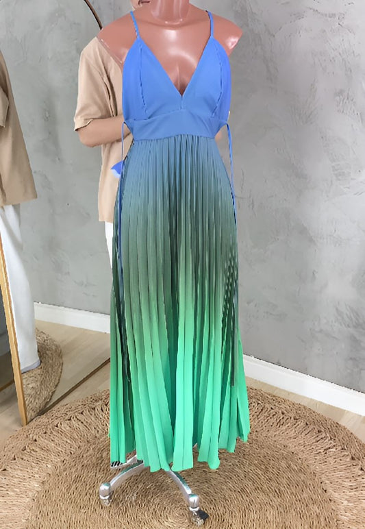 All-Pleated Gradient Dress