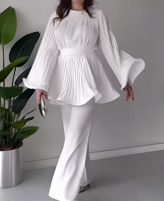 Solid Color Belted Suit