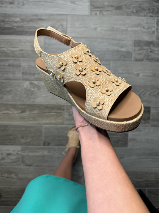 Super Comfortable Flower Embellished Wedges