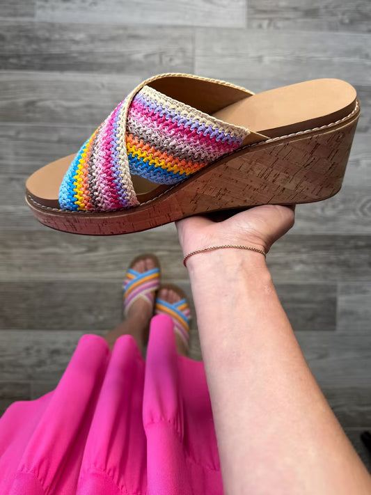 Colorful Striped Woven Wedges