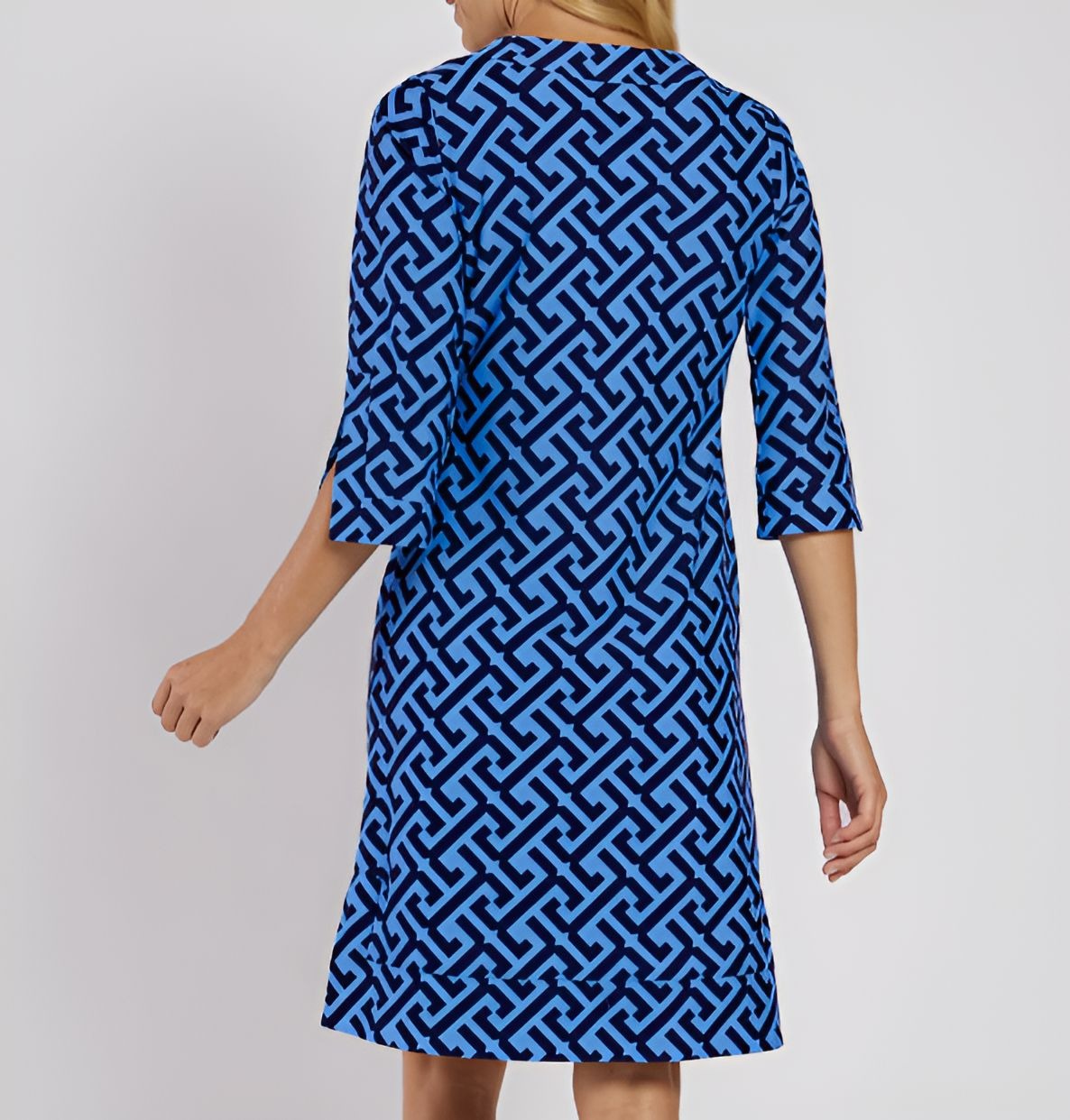 Blue Printed Midi Dress