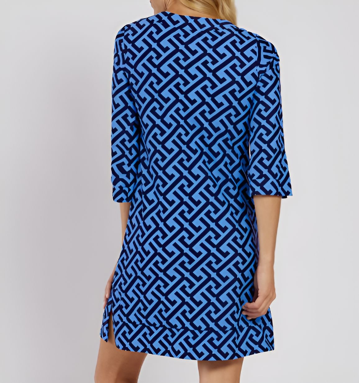 Blue Printed Midi Dress