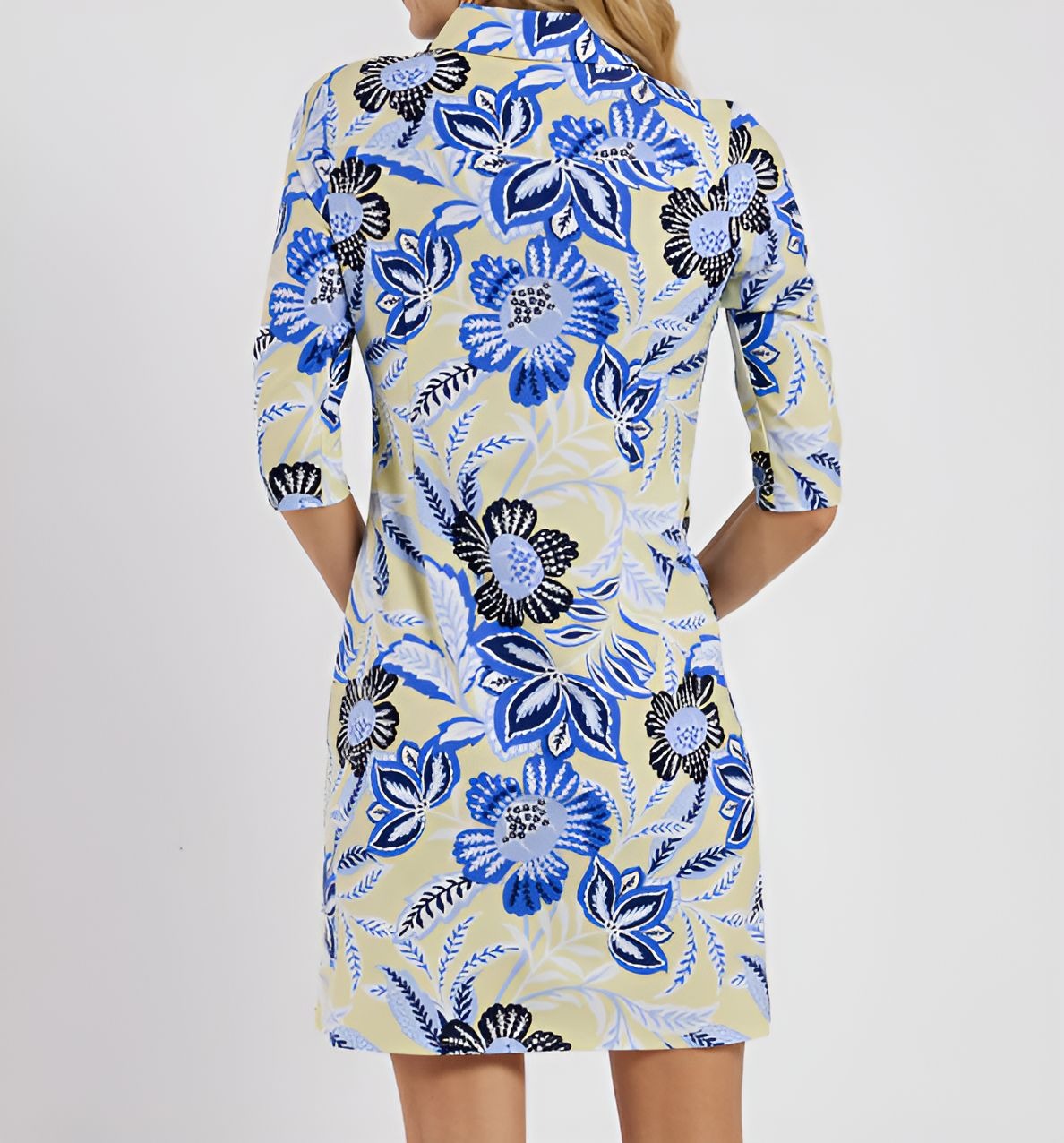 Blue Floral Print Midi Dress