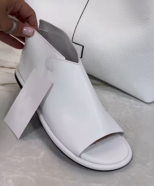 White soft leather sandals