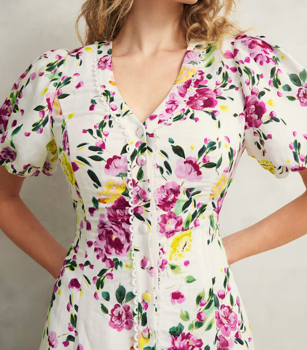 Floral Print V-neck Midi Dress