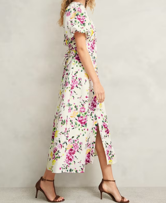 Floral Print V-neck Midi Dress
