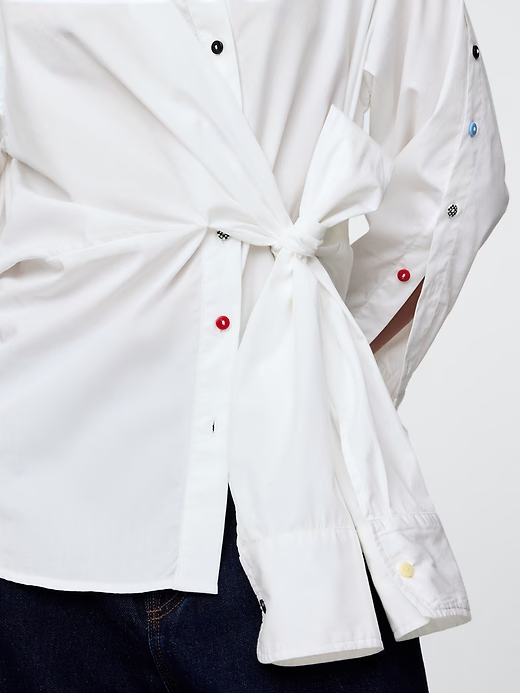 Plus Size White Tie-Front Shirt