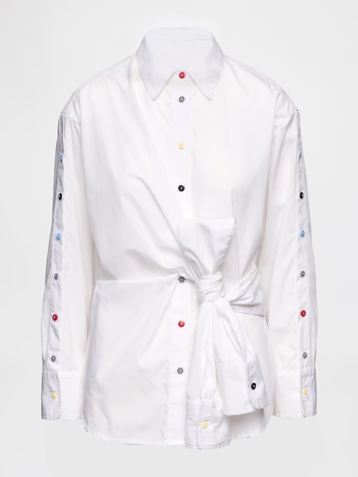 Plus Size White Tie-Front Shirt