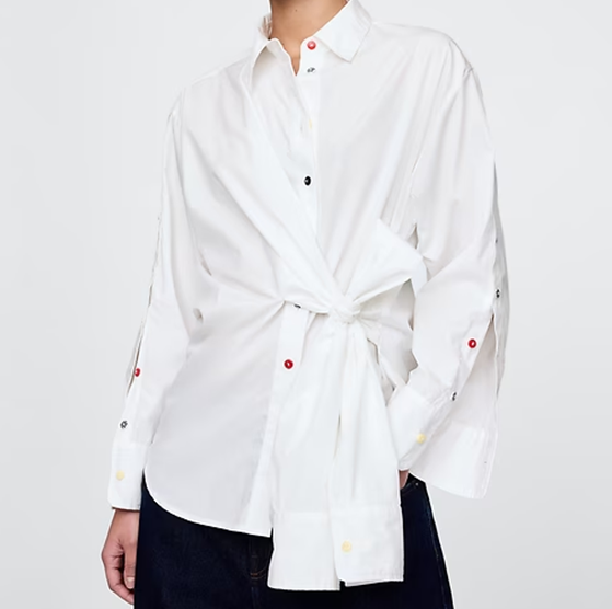 Plus Size White Tie-Front Shirt