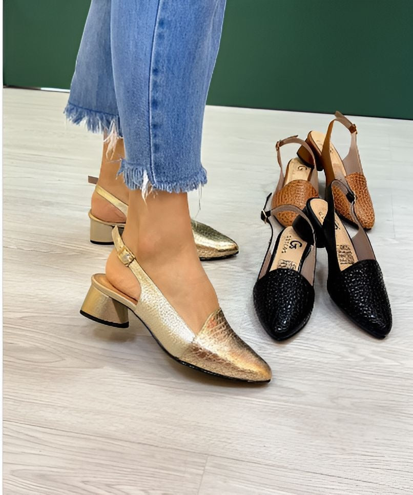 Pointed Toe Shiny Leather Sandals