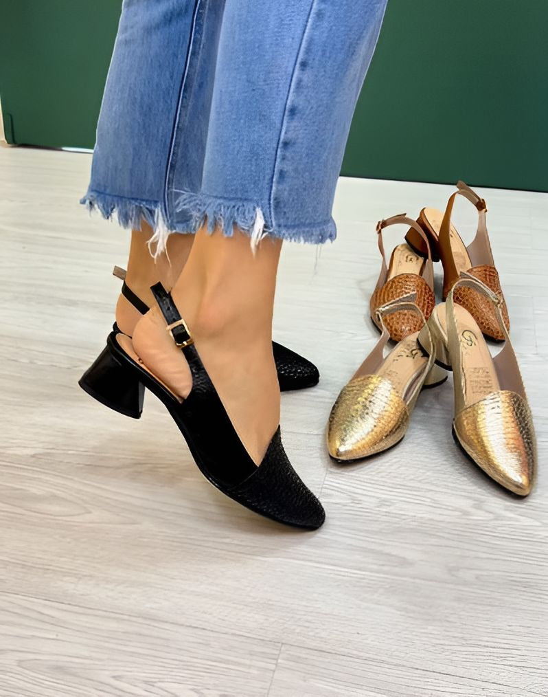 Pointed Toe Shiny Leather Sandals
