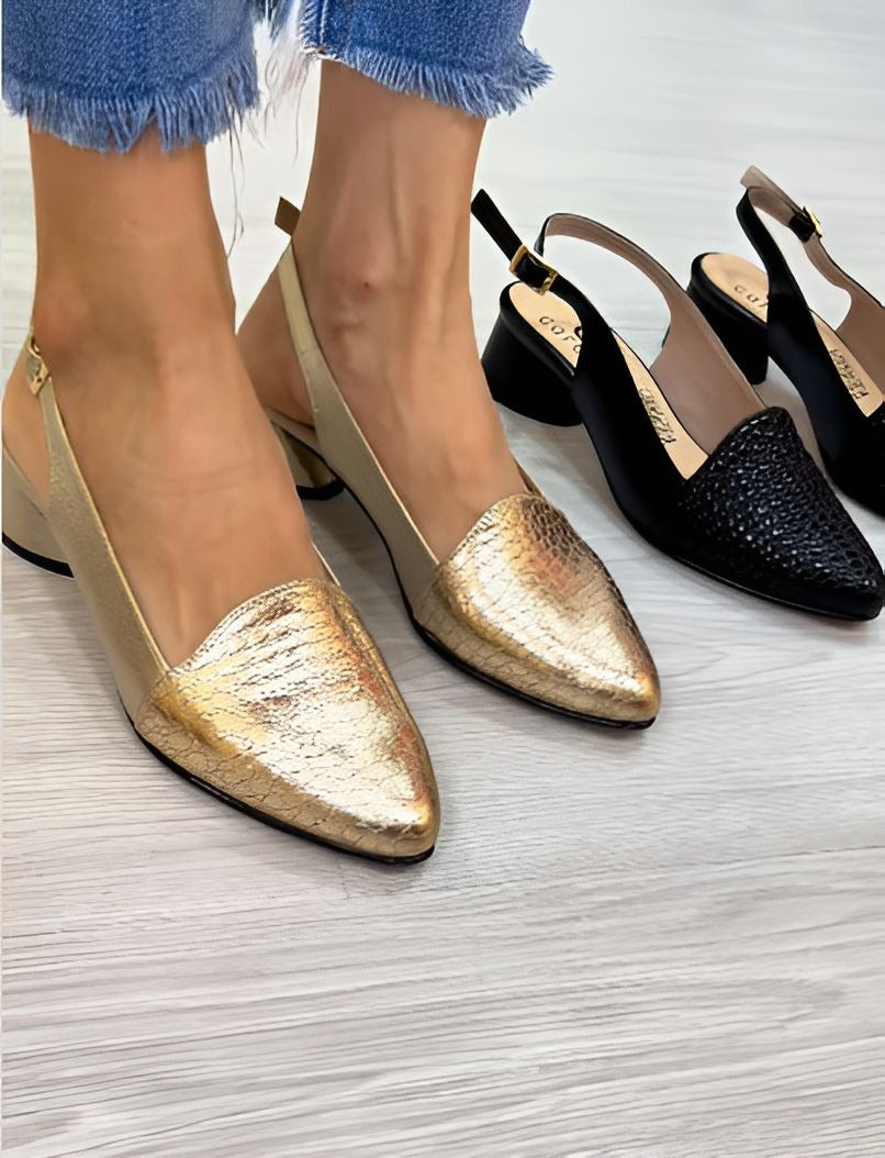 Pointed Toe Shiny Leather Sandals