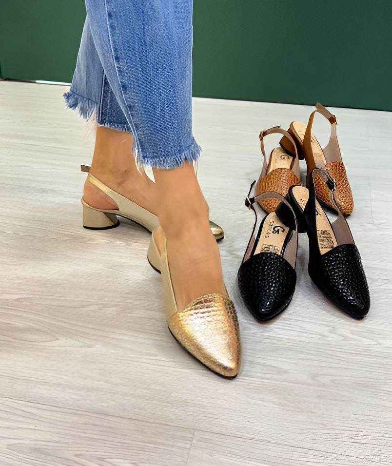 Pointed Toe Shiny Leather Sandals