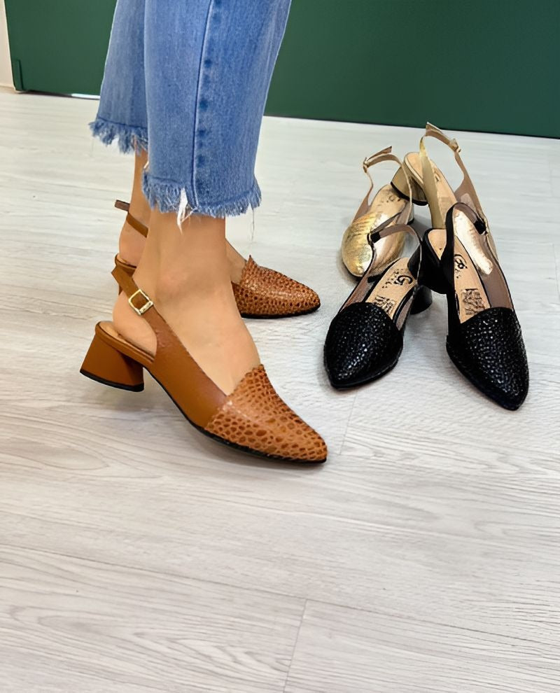 Pointed Toe Shiny Leather Sandals
