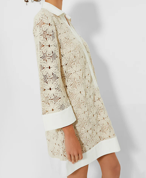 Tan Crochet Collier Dress