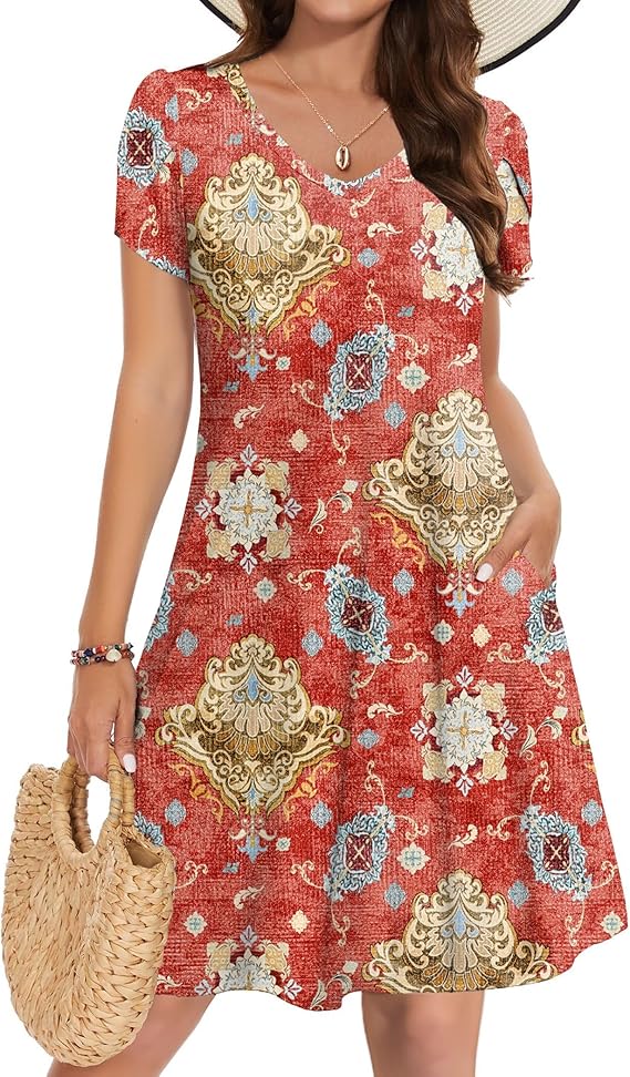 Women Summer A-Line Dress With Pockets