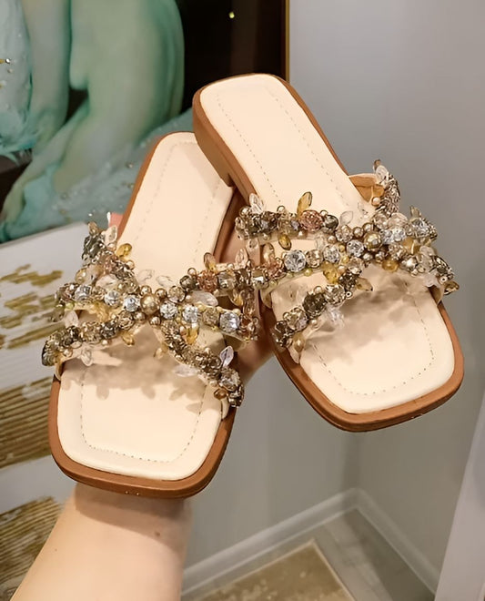 Fashionable Sparkling Diamond Slippers