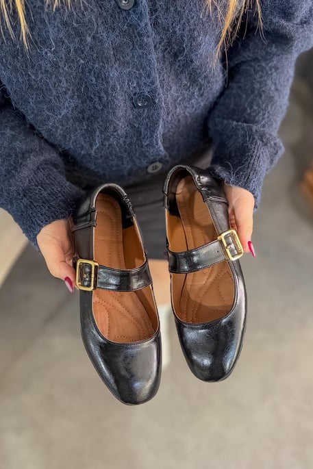 Gold Buckle Detailed Women's Shoes