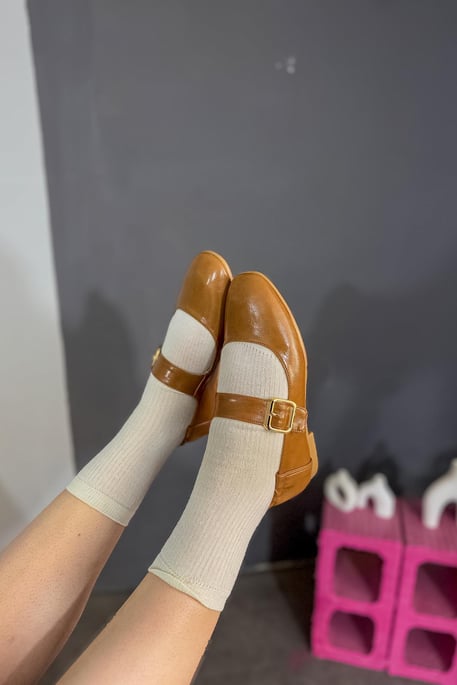 Gold Buckle Detailed Women's Shoes